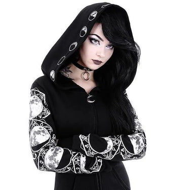 Moon Phase Gothic Punk Women's Jacket: Long Sleeve Rock Goth Fashion from NSE Imports #2.